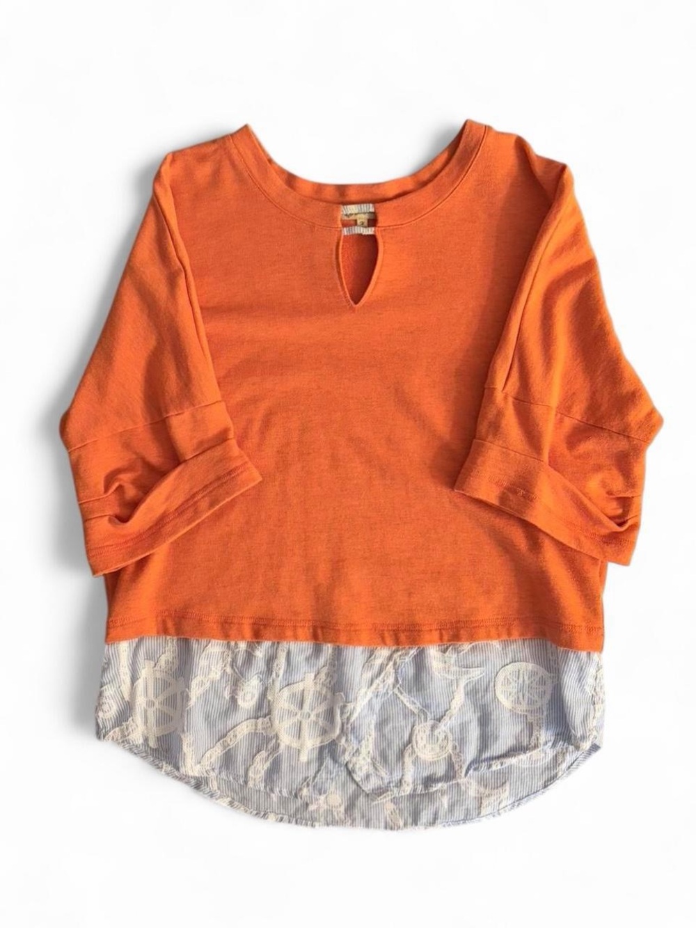 Democracy Pretty Orange Ribbed Layered Crewneck Sweatshirt